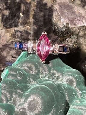 Marquee Morganite Silver Ring 7